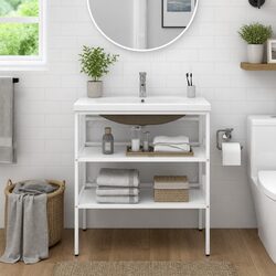 Sturdy Bathroom Vanity Unit with Built-in Ceramic Basin