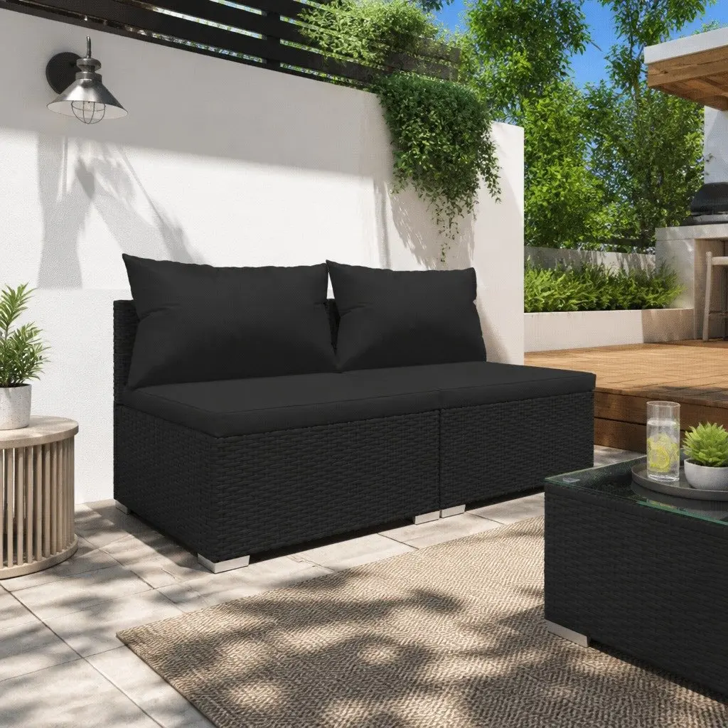 Black Modular Outdoor Garden Lounge Set with Cushions