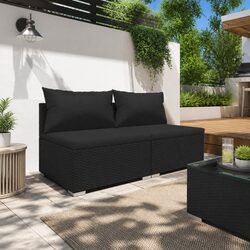 Black Modular Outdoor Garden Lounge Set with Cushions