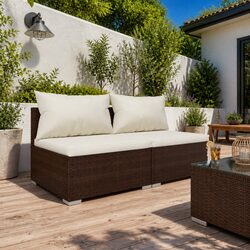 2-Piece Brown Garden Lounge Set with Removable Cushions