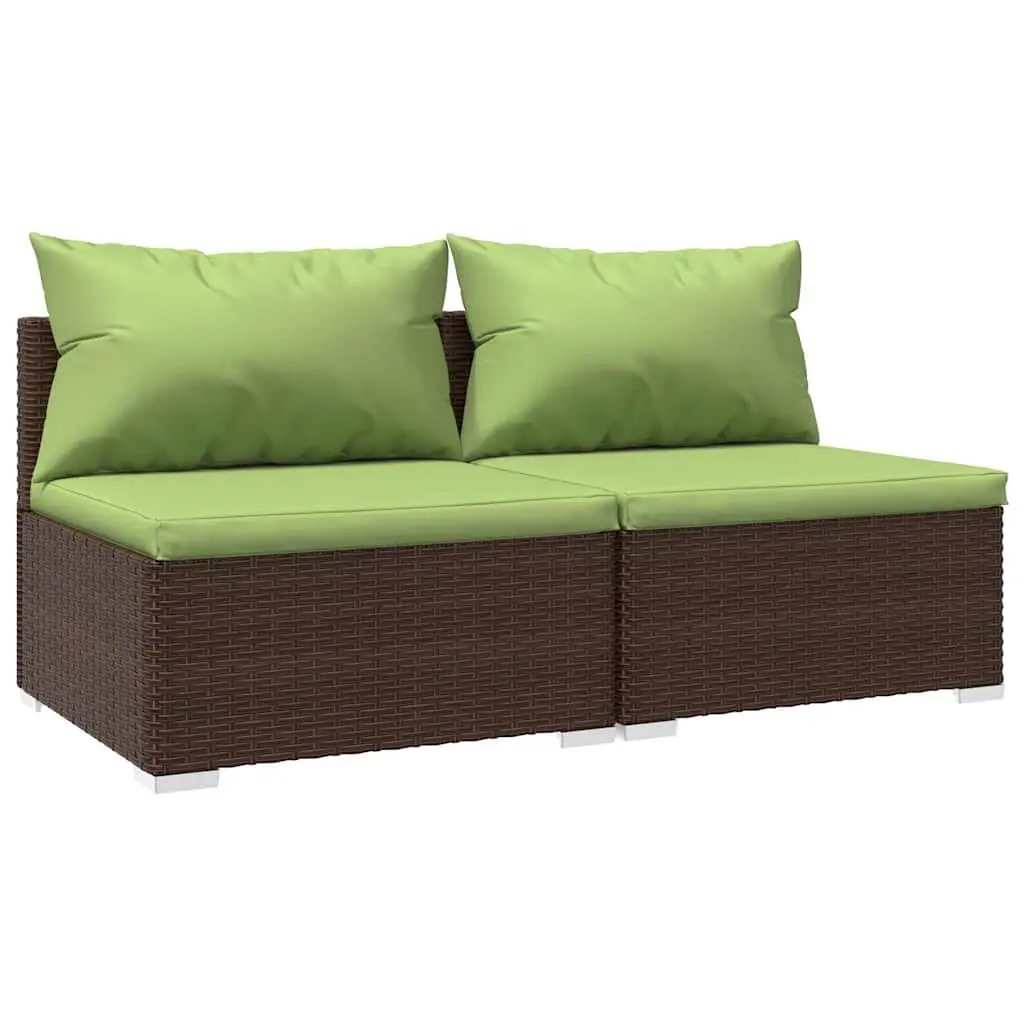 Garden Lounge Set Poly Rattan 2 Piece Brown