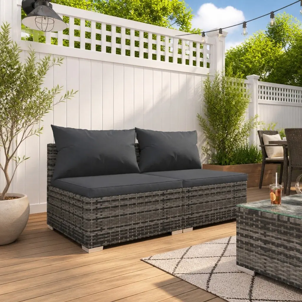 2-Piece Garden Lounge Set with Cushions in Grey