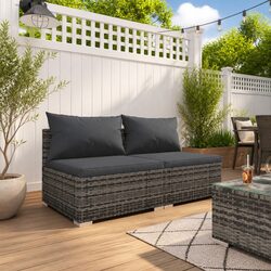 Durable 2-Piece Garden Lounge Set with Cushions in Grey