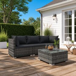 Stylish Modular Grey Poly Rattan Garden Lounge Set