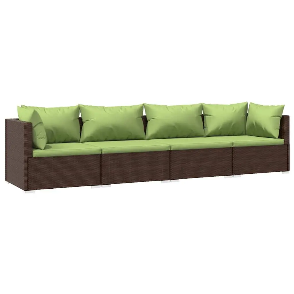 Garden Lounge Set PE Rattan 4 Piece Outdoor Patio Furniture Brown