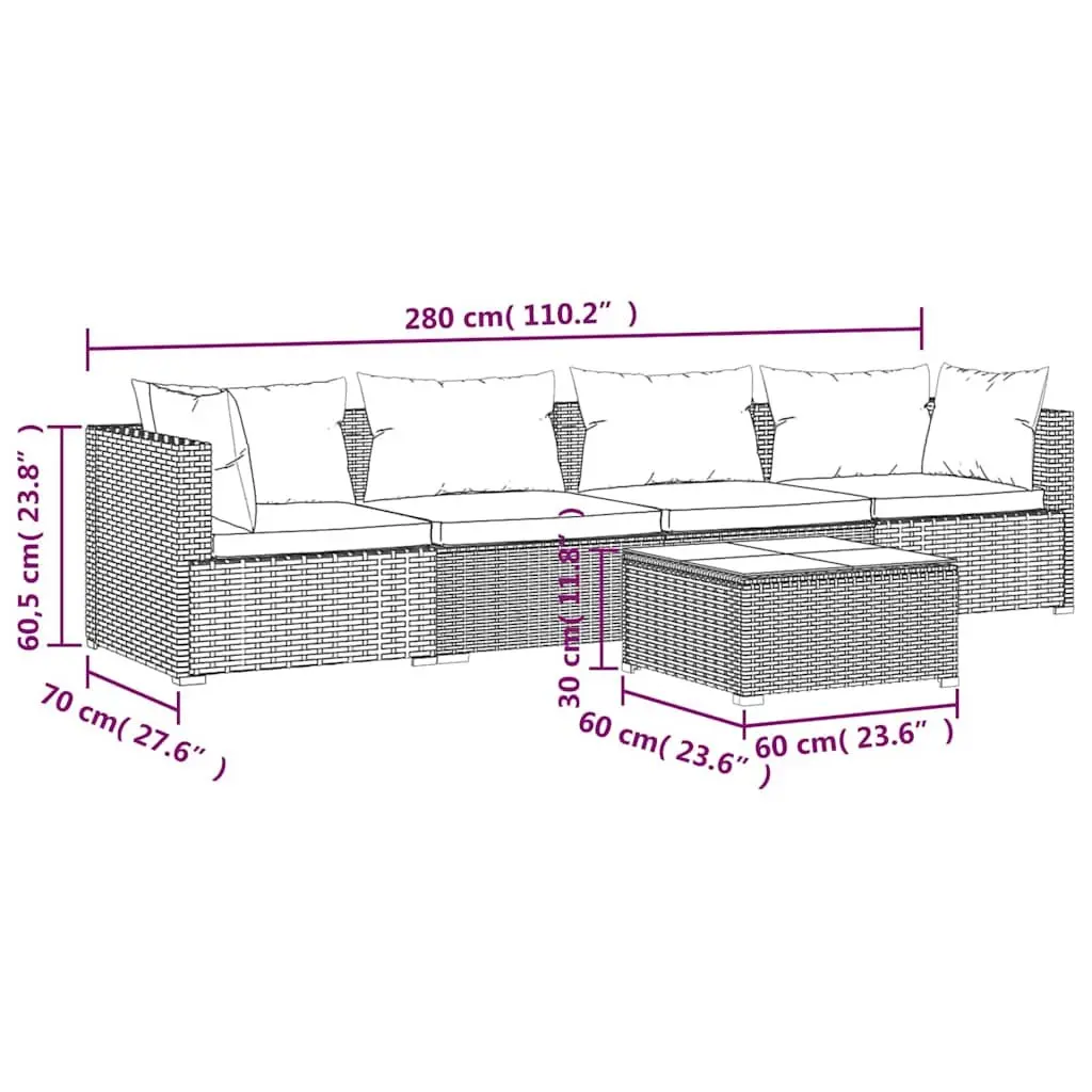 5 Piece Modular Outdoor Lounge Set with Durable Build