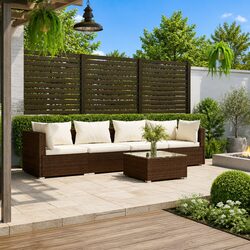 5-Piece Brown Garden Lounge Set with Cushions