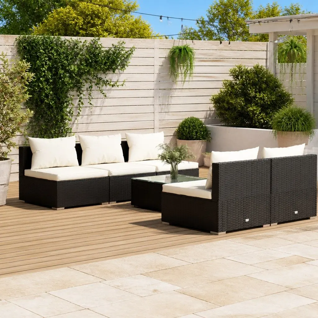 6 Piece Modular Outdoor Poly Rattan Lounge Set