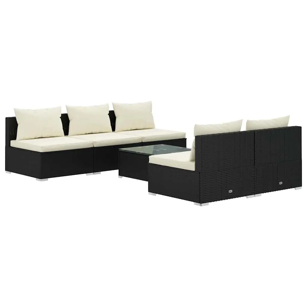 6 Piece Modular Outdoor Poly Rattan Lounge Set