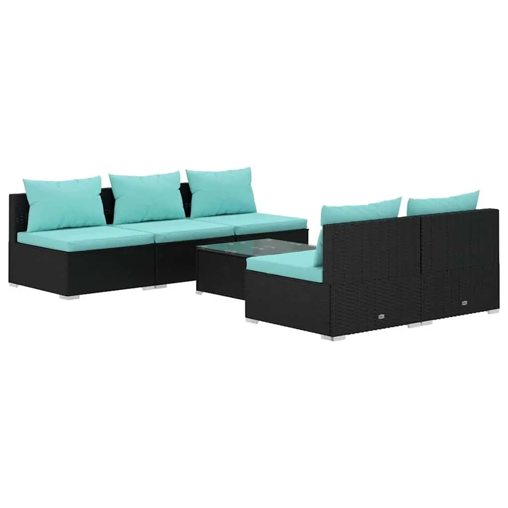Modular 6-Piece Poly Rattan Garden Lounge Set