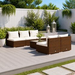Durable 6 Piece Garden Lounge Set in Brown with Cushions