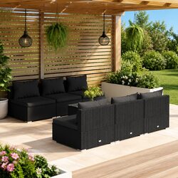 Premium 7 Piece Black Modular Garden Lounge Set
