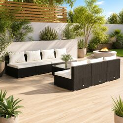 Premium 8-Piece Outdoor Garden Lounge Set in Black