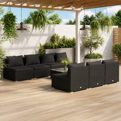 8-Piece Outdoor Modular Garden Lounge Set in Black