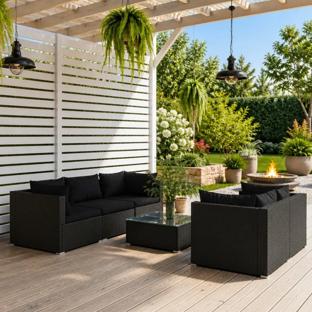 6 Piece Poly Rattan Garden Lounge Set