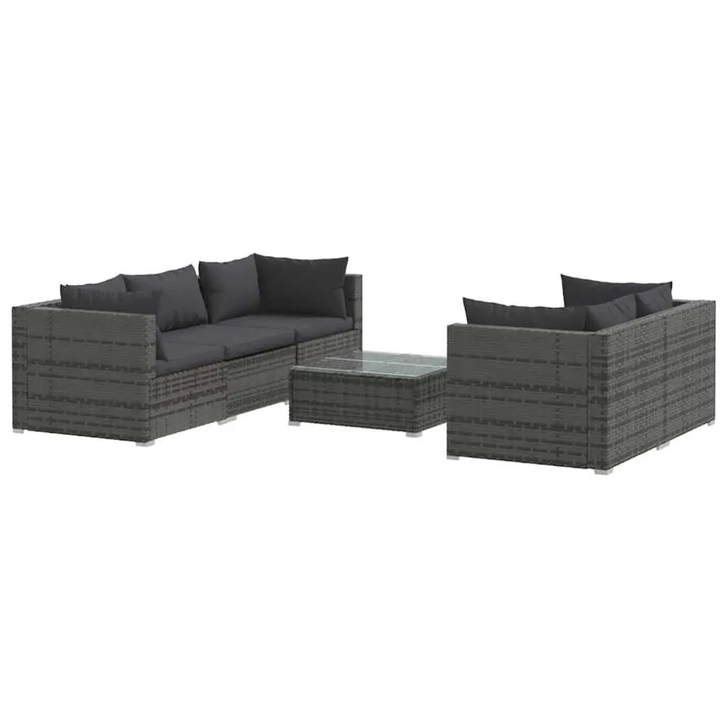 6 Piece Modular Lounge Set PE Rattan Outdoor Furniture Grey