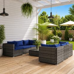 Sturdy 7 Piece Modular Garden Lounge Set with Grey Cushions