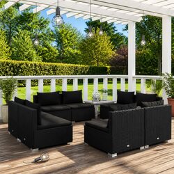 Durable 8 Piece Poly Rattan Lounge Set for Outdoor Spaces
