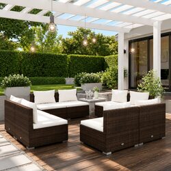 8-Piece Brown Modular Garden Lounge Set with Cushions