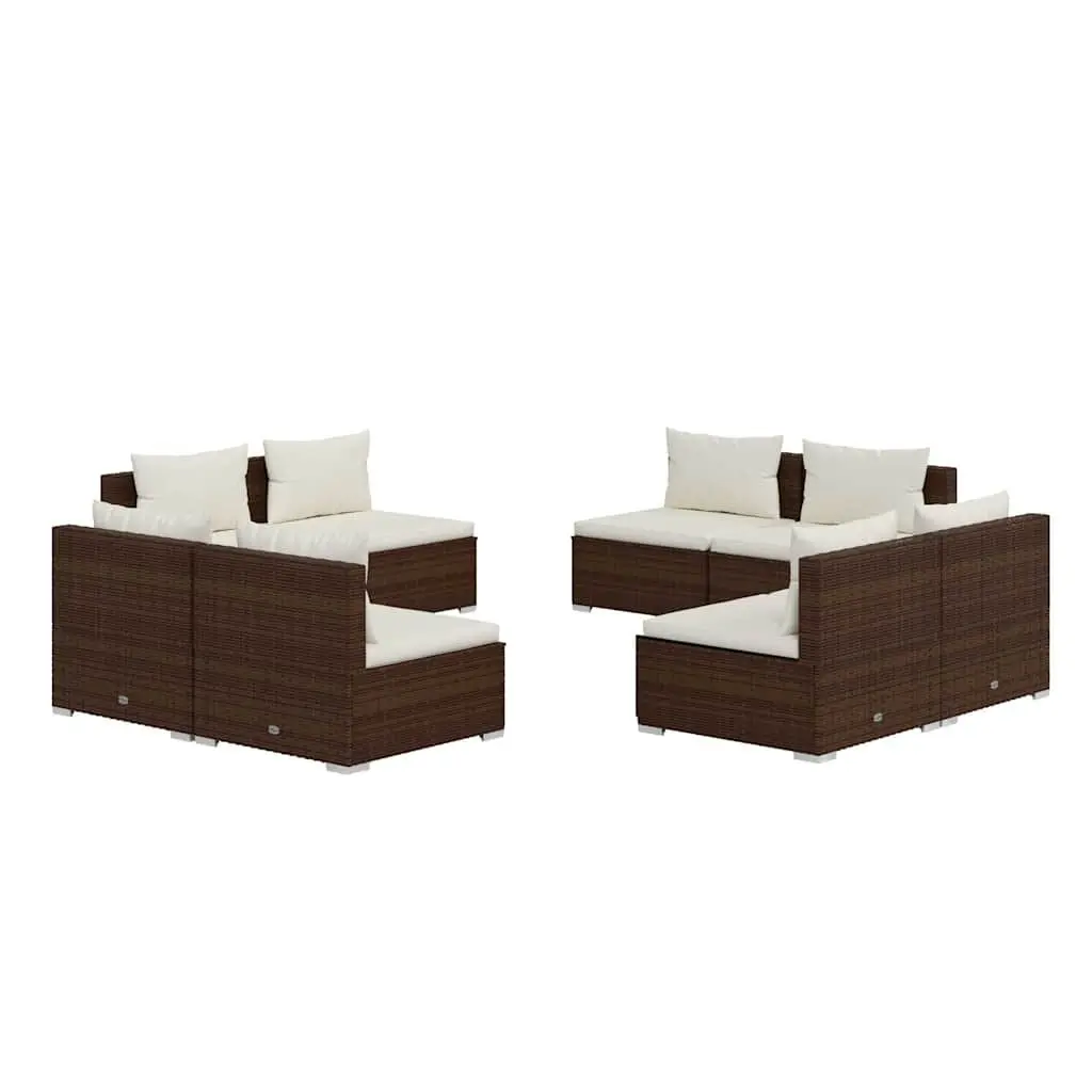 8-Piece Brown Modular Garden Lounge Set with Cushions