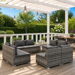Durable 8-Piece Modular Garden Lounge Set with Cushions