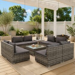 High-Quality 9 Piece Garden Lounge Set in Grey