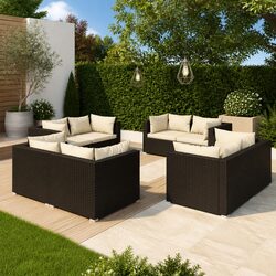 Durable 8 Piece Garden Lounge Set with Cushions