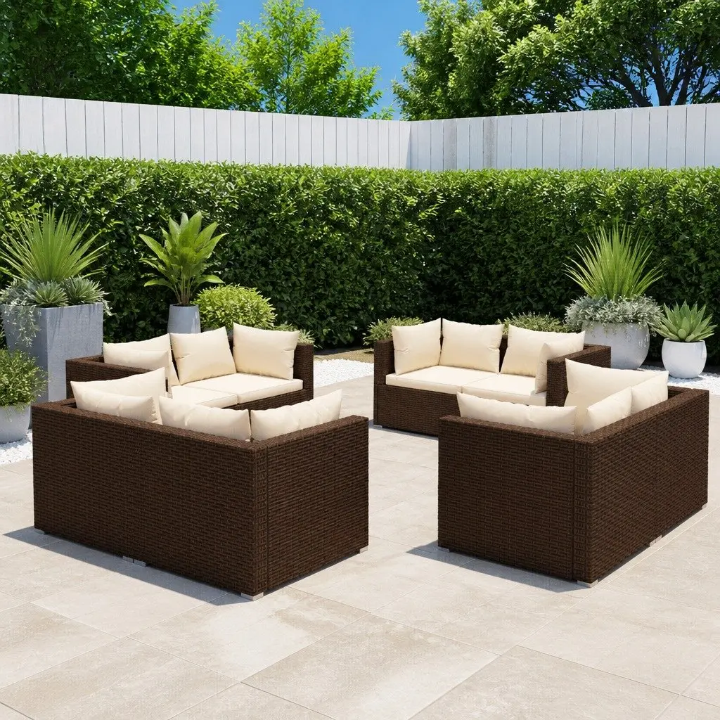 8 Piece Modular Brown Outdoor Lounge Set