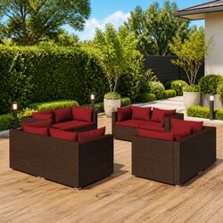 Durable 8-Piece Poly Rattan Outdoor Lounge Set