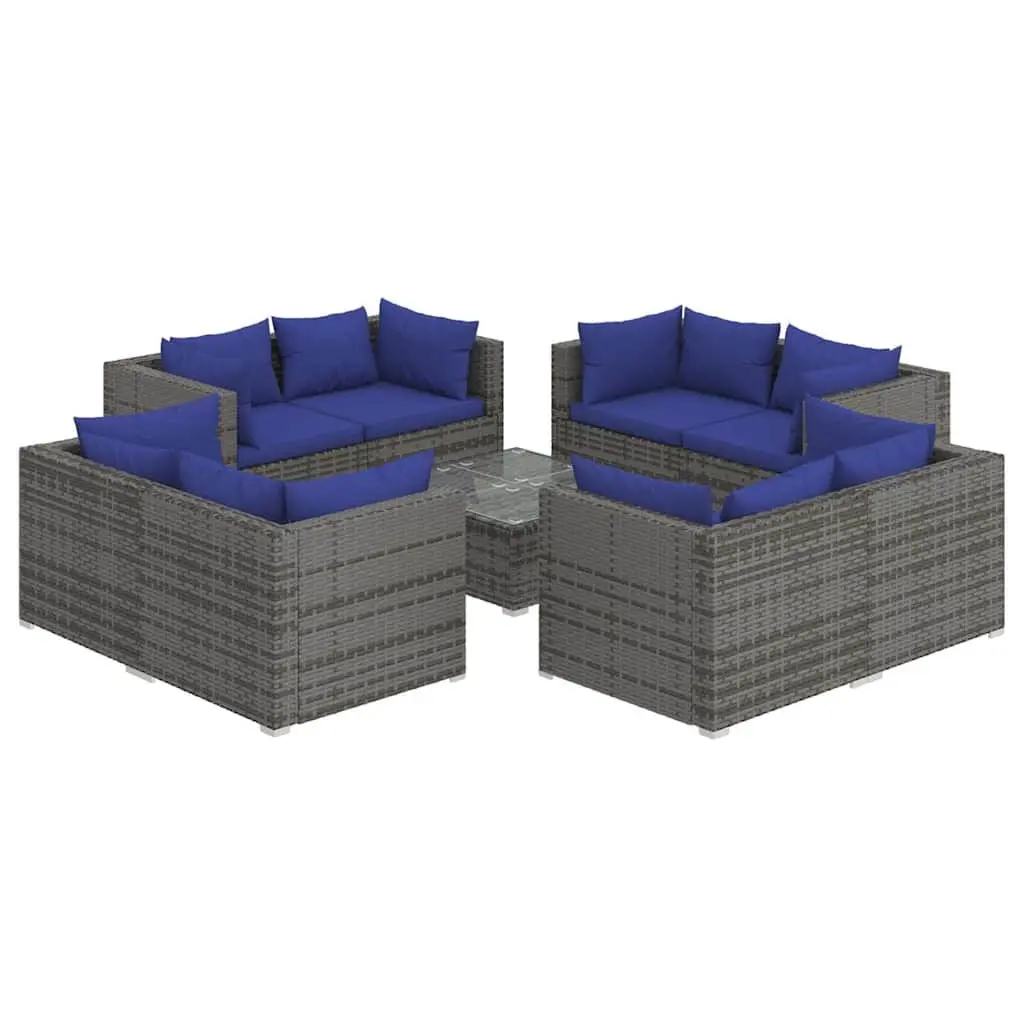 9-Piece Poly Rattan Garden Lounge Set