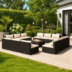 Premium 12-Piece Poly Rattan Garden Lounge Set with Cushions