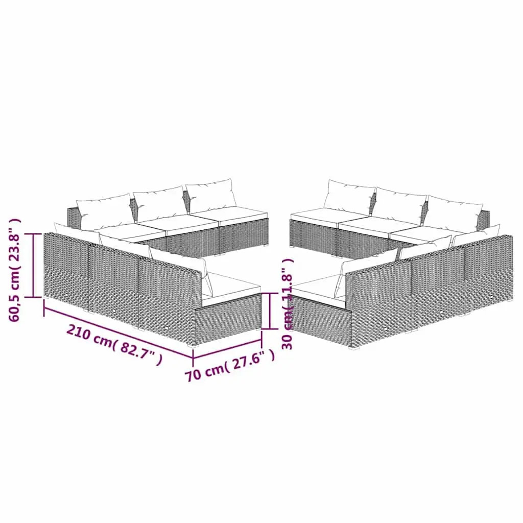 12-Piece Modular Outdoor Garden Lounge Set