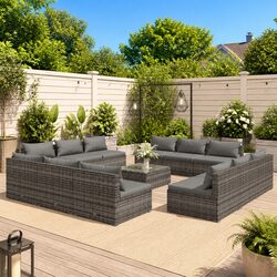 Durable 13-Piece Modular Garden Lounge Set in Grey