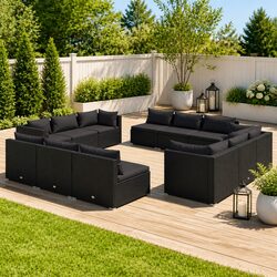 Durable 12 Piece Modular Rattan Outdoor Lounge Set with Cushions