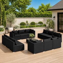 Durable 13-Piece Poly Rattan Garden Lounge Set