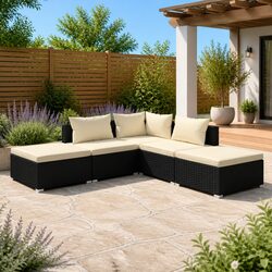 Stylish 5 Piece Outdoor Garden Lounge Set with Cushions