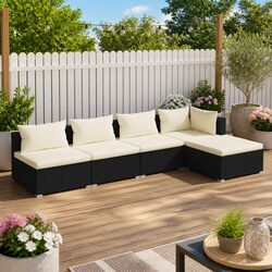 Premium Modular 5 Piece Garden Lounge Set in Black