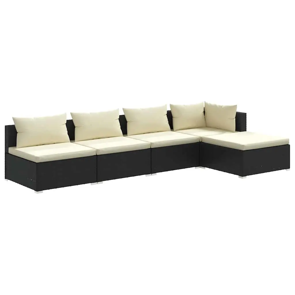 Modular 5 Piece Garden Lounge Set in Black
