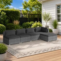 Durable 5 Piece Garden Lounge Set with Cushions in Grey