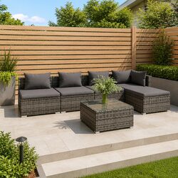 Durable 6 Piece Modular Garden Lounge Set with Cushions