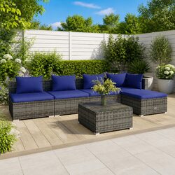 Premium 6 Piece Outdoor Modular Rattan Sofa Set in Grey