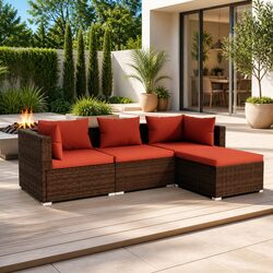 Premium 4-Piece Modular Garden Lounge Set in Brown