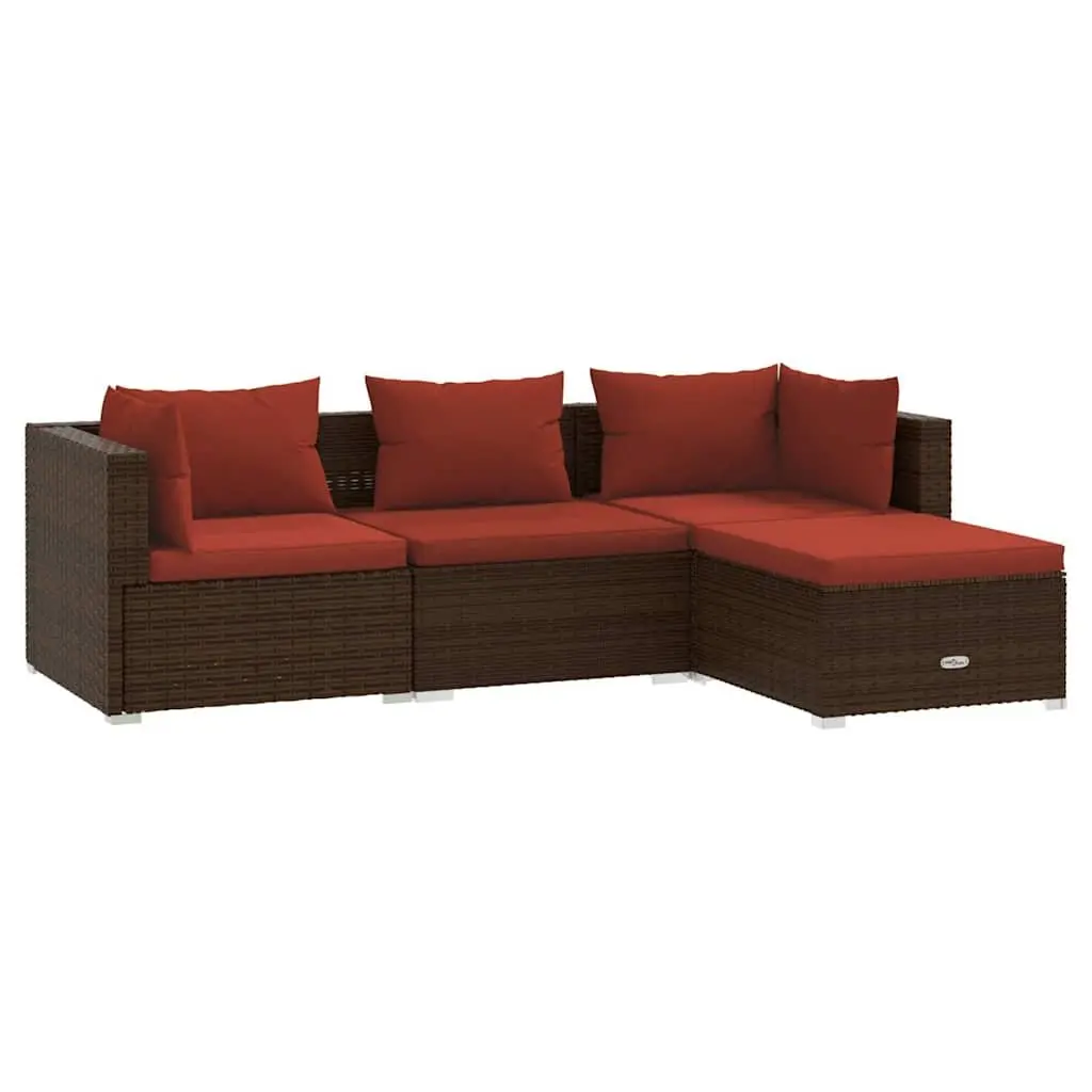 4-Piece Modular Garden Lounge Set in Brown