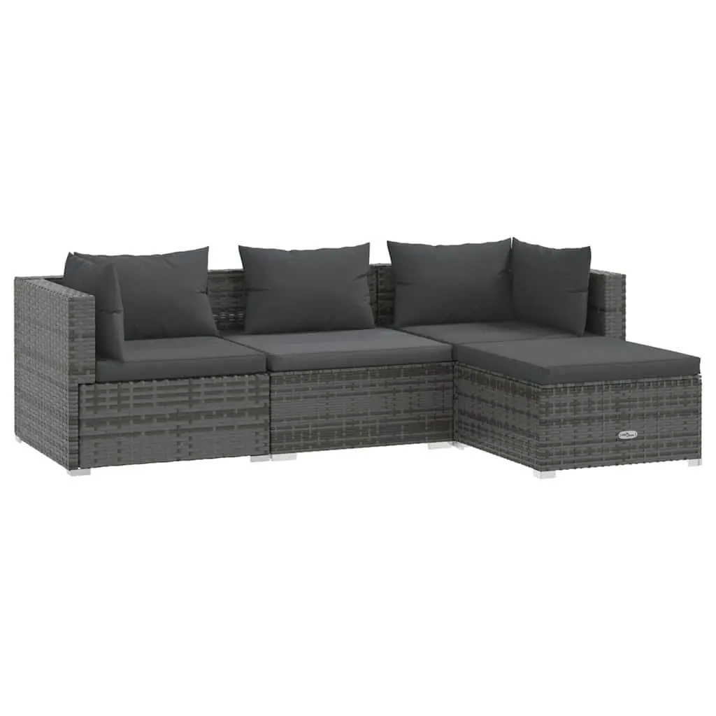 4 Piece Outdoor Lounge Set in Grey PE Rattan