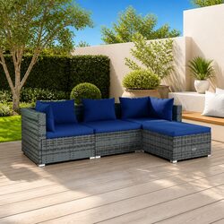 Durable 4 Piece Garden Lounge Set with Cushions