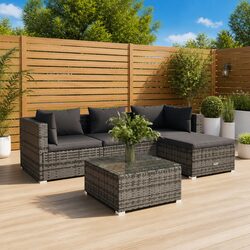 5-Piece Grey Modular Sofa Set for Outdoor Spaces