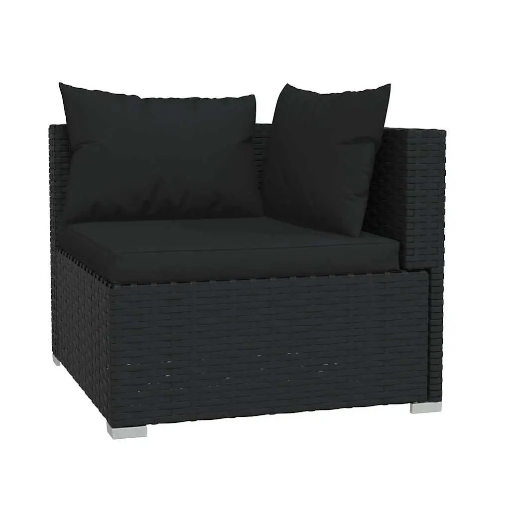 5 Piece Garden Lounge Set Steel Powder Coated Frame Black PE Rattan Furniture