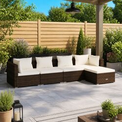 5 Piece Outdoor Patio Lounge Set in Brown