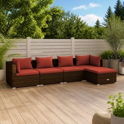 Brown 5 Piece Garden Lounge Set with Cushions