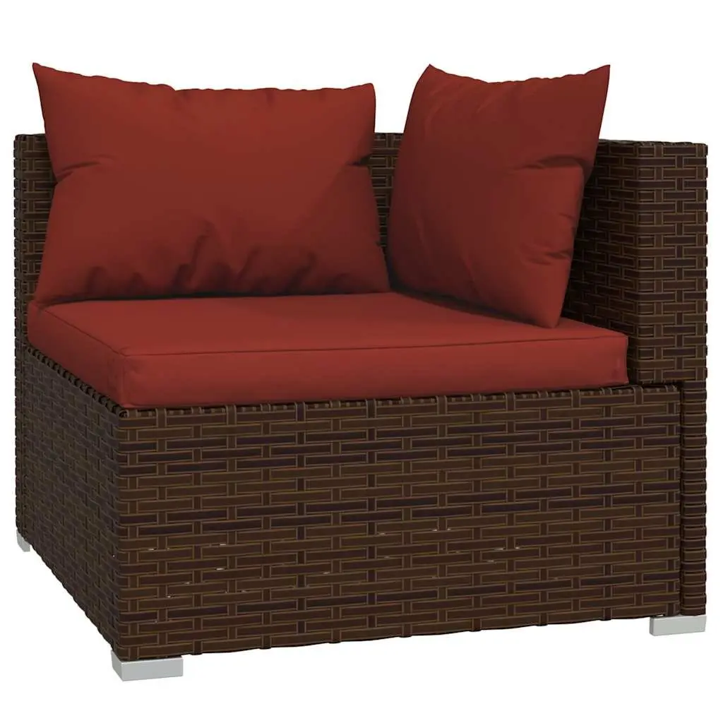 Garden Lounge Set Poly Rattan Brown 4 Piece Outdoor Furniture with Cushions